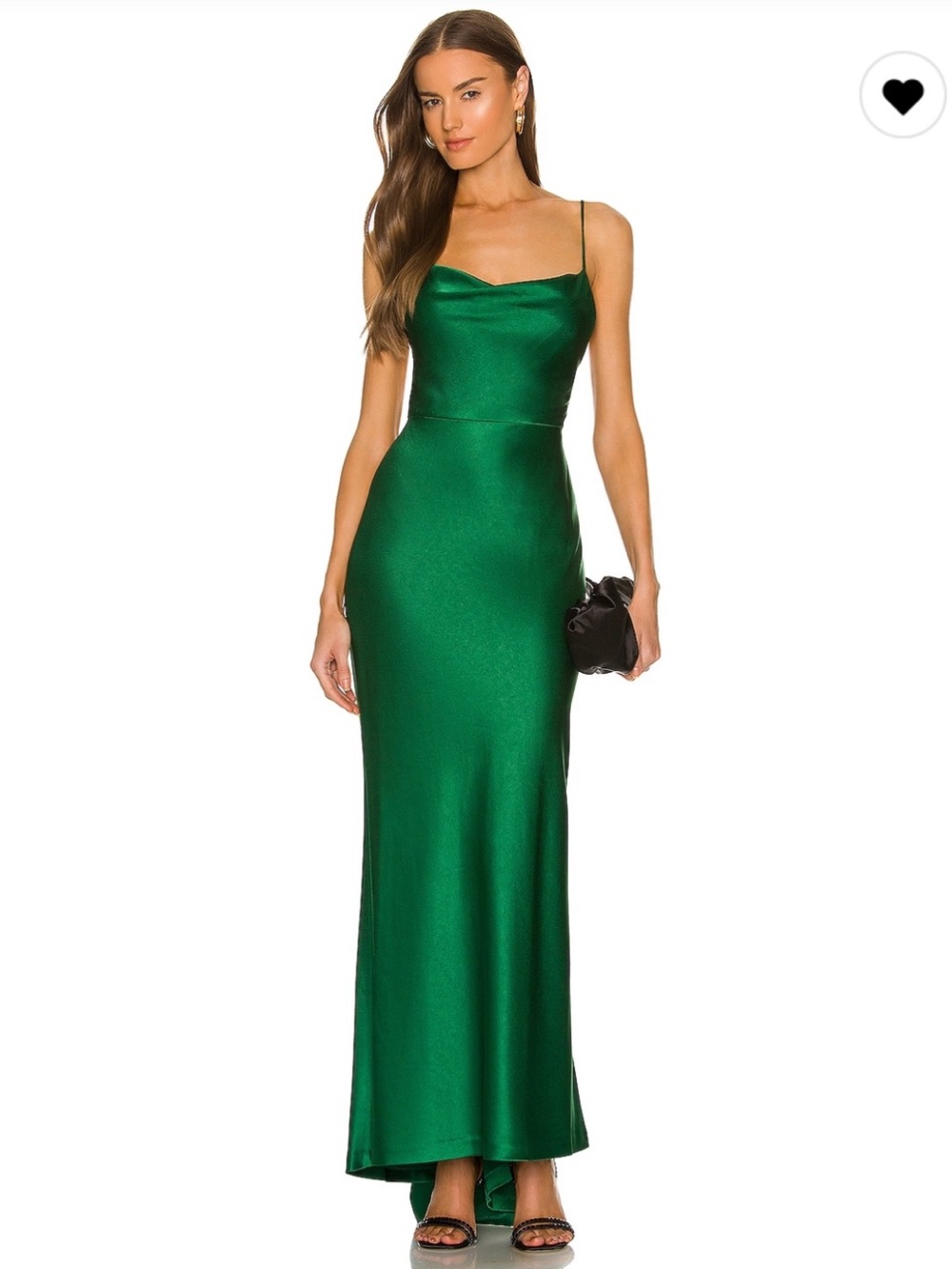 Alice + Olivia Satin Slip Maxi Dress in Emerald Green
